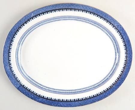 Lowestoft Border (No Flowers) 12" Oval Serving Platter