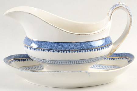 Lowestoft Border (No Flowers) Gravy Boat & Underplate/Relish