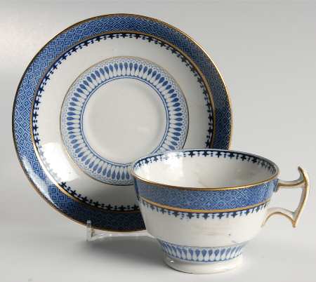 Lowestoft Border (No Flowers) Footed Cup & Saucer Set