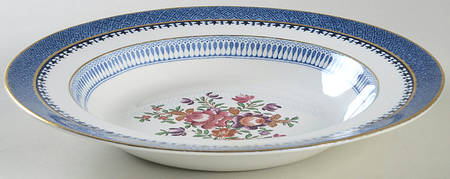 Lowestoft Border (With Flowers) Large Rim Soup Bowl