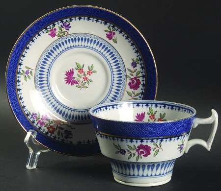 Lowestoft Border (With Flowers) Oversized Cup & Saucer Set