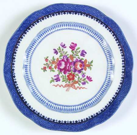 Lowestoft Border (With Flowers) Sheffield Dessert Plate