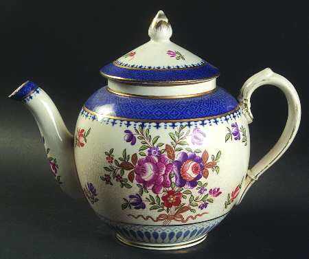 Lowestoft Border (With Flowers) Teapot & Lid