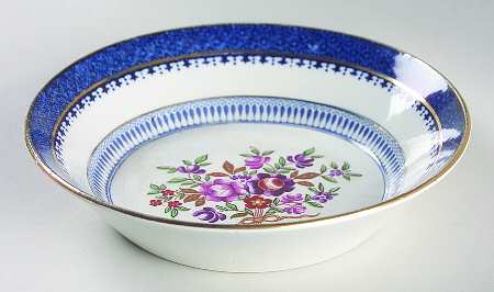 Lowestoft Border (With Flowers) Fruit/Dessert (Sauce) Bowl