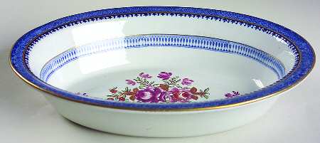 Lowestoft Border (With Flowers) 10" Oval Vegetable Bowl
