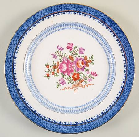 Lowestoft Border (With Flowers) Luncheon Plate
