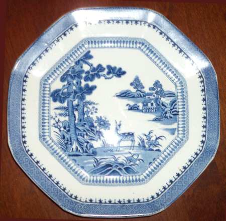 Lowestoft Deer (No Trim) Octagonal Luncheon Plate