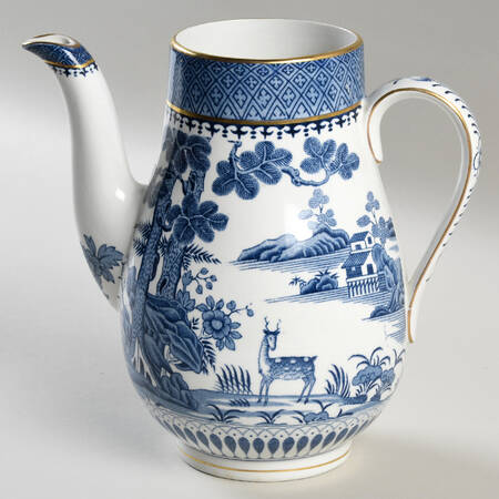Lowestoft Deer (Gold) Coffee Pot No Lid