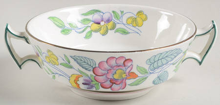 Mayfair (Pink & Yellow Flowers) Flat Cream Soup Bowl