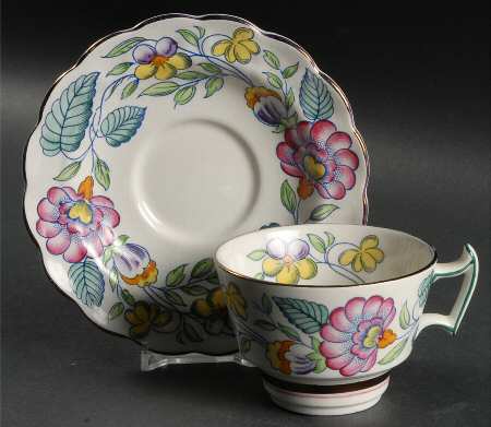 Mayfair (Pink & Yellow Flowers) Flat Cup & Saucer Set