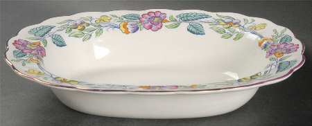 Mayfair (Pink & Yellow Flowers) 10" Oval Vegetable Bowl