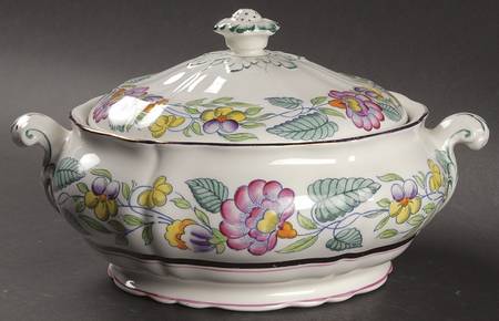 Mayfair (Pink & Yellow Flowers) Round Covered Vegetable