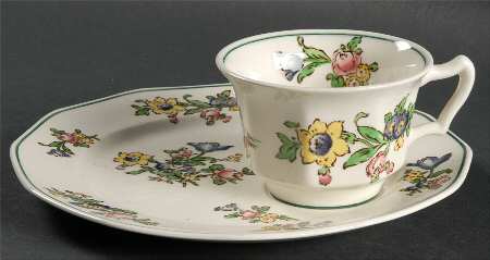 Old Staffordshire Snack Plate & Cup Set