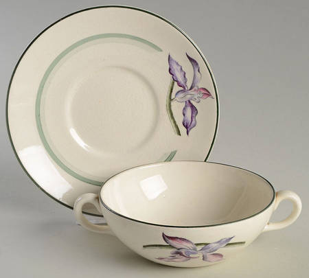 Orchids Flat Cream Soup Bowl & Saucer Set