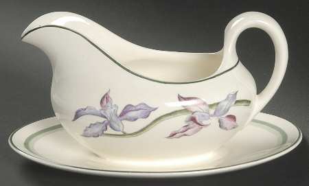 Orchids Gravy Boat with Attached Underplate