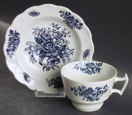 Peony Blue Flat Cup & Saucer Set