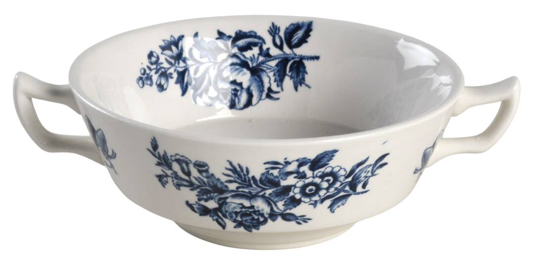 Peony Blue Flat Cream Soup Bowl