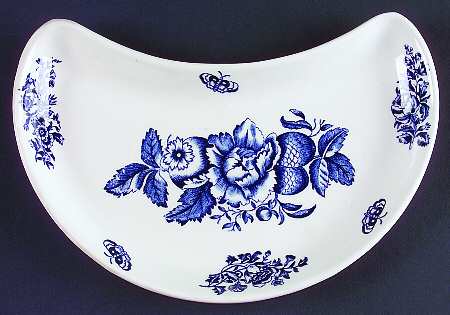 Peony Blue Crescent Salad Plate