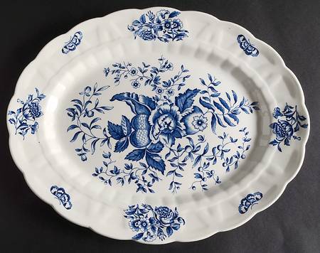 Peony Blue 15" Oval Serving Platter