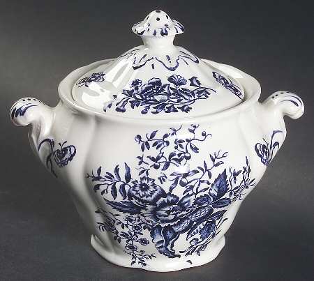 Peony Blue Sugar Bowl & Lid