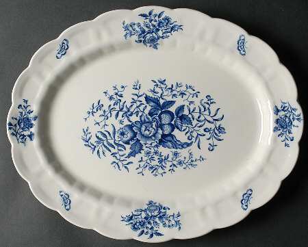 Peony Blue 15" Oval Serving Platter