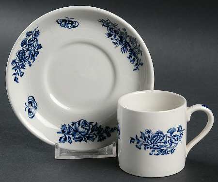 Peony Blue Flat Demitasse Cup & Saucer Set