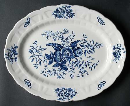 Peony Blue 12" Oval Serving Platter