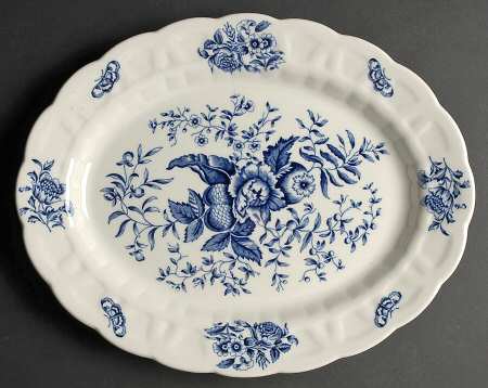 Peony Blue 14" Oval Serving Platter