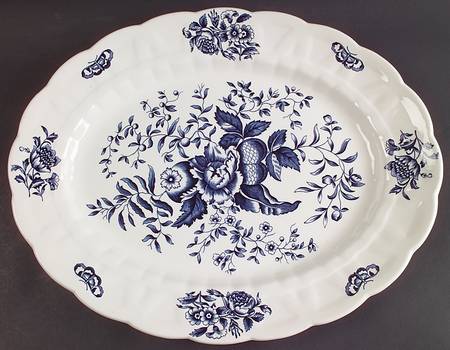 Peony Blue 16" Oval Serving Platter