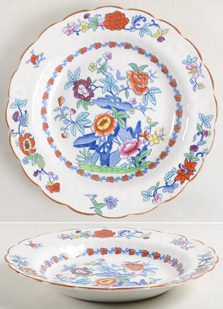 Pompadour (Scalloped) Large Rim Soup Bowl