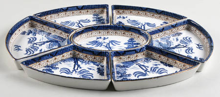 Real Old Willow Blue Sweetmeat Set (7pc) by Booths