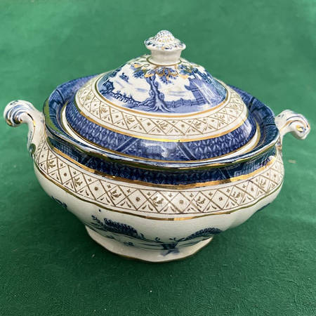 Real Old Willow Blue Sugar Bowl & Lid
