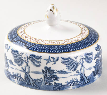 Real Old Willow Blue Lid for Round Butter