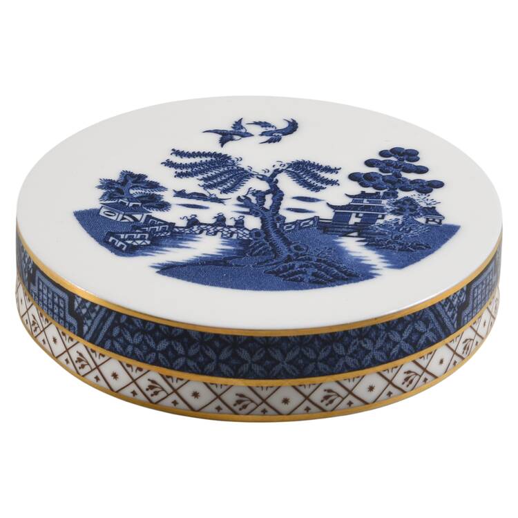 Real Old Willow Blue Lid for Round Box