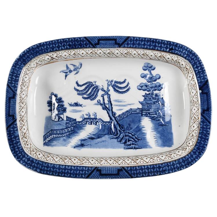 Real Old Willow Blue Rectangular Vegetable Bowl No Lid