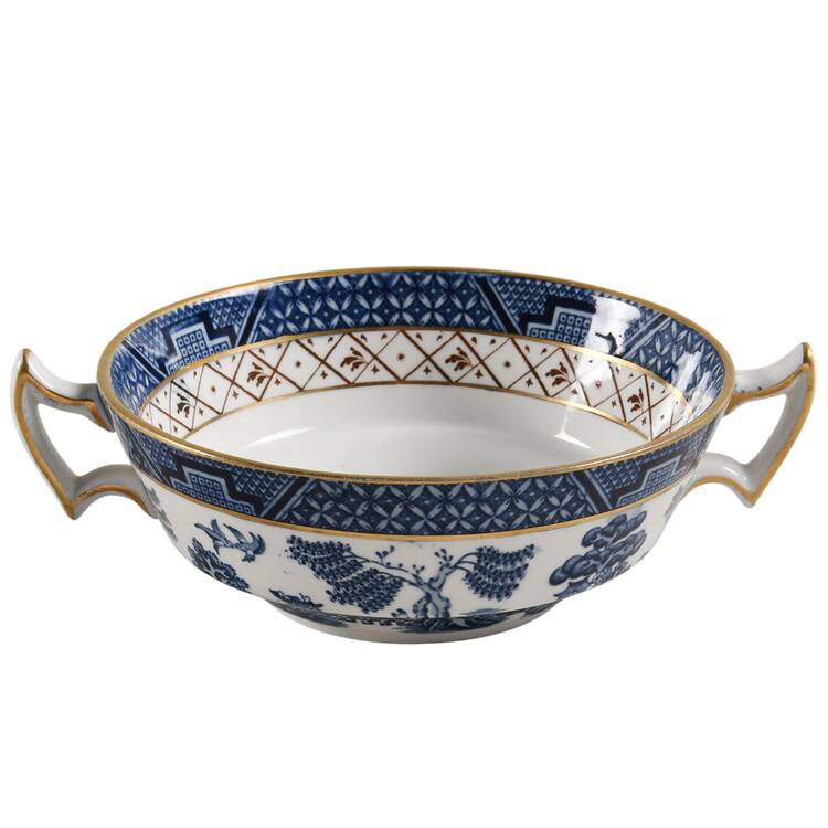 Real Old Willow Blue Flat Cream Soup Bowl