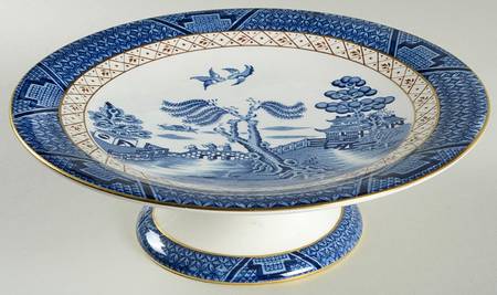Real Old Willow Blue 9" Diameter Pedestal Cake Stand
