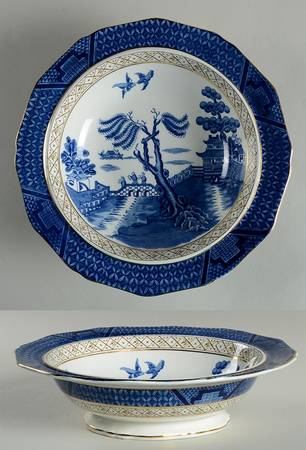 Real Old Willow Blue Round Vegetable No Lid