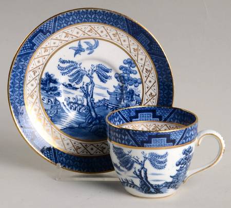 Real Old Willow Blue Flat Demitasse Cup & Saucer Set