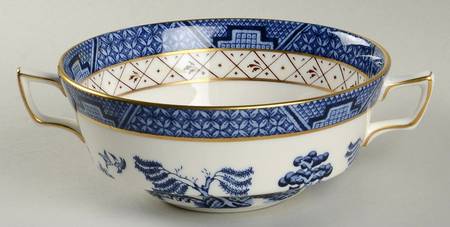 Real Old Willow Blue Flat Cream Soup Bowl