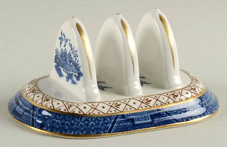 Real Old Willow Blue Two Slice Toast Server