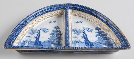 Real Old Willow Blue 2 Part Divided Server No Lid