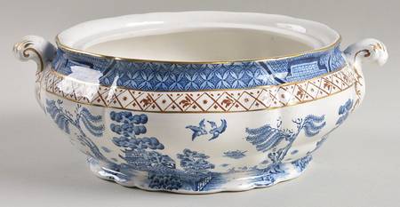 Real Old Willow Blue Round Vegetable No Lid