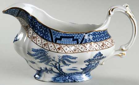 Real Old Willow Blue Gravy Boat by Booths