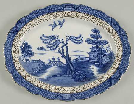 Real Old Willow Blue 10" Oval Serving Platter