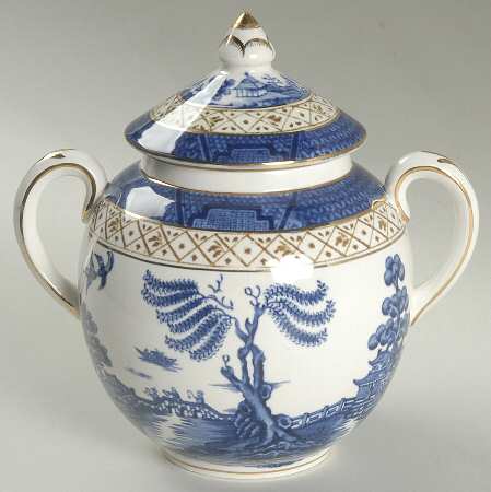 Real Old Willow Blue Sugar Bowl & Lid