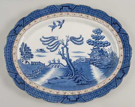 Real Old Willow Blue 16" Oval Serving Platter
