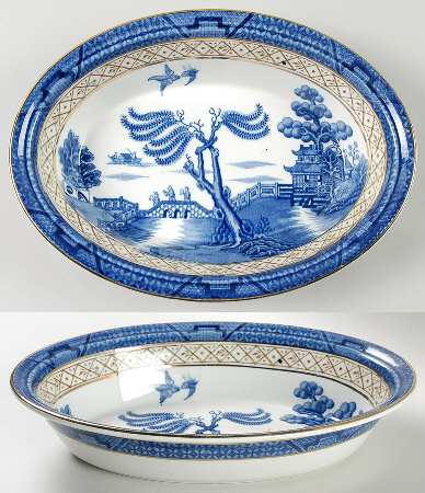 Real Old Willow Blue 9" Oval Vegetable Bowl