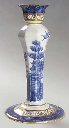 Real Old Willow Blue 8" Tall Candlestick