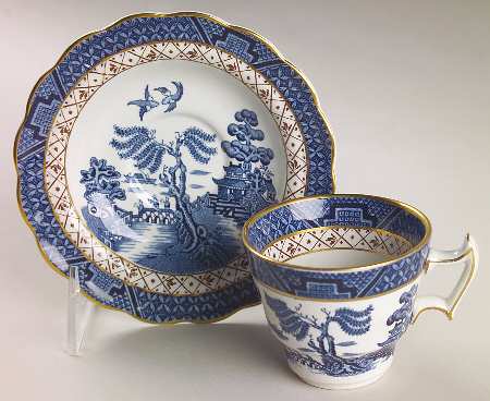 Real Old Willow Blue Flat Demitasse Cup & Saucer Set